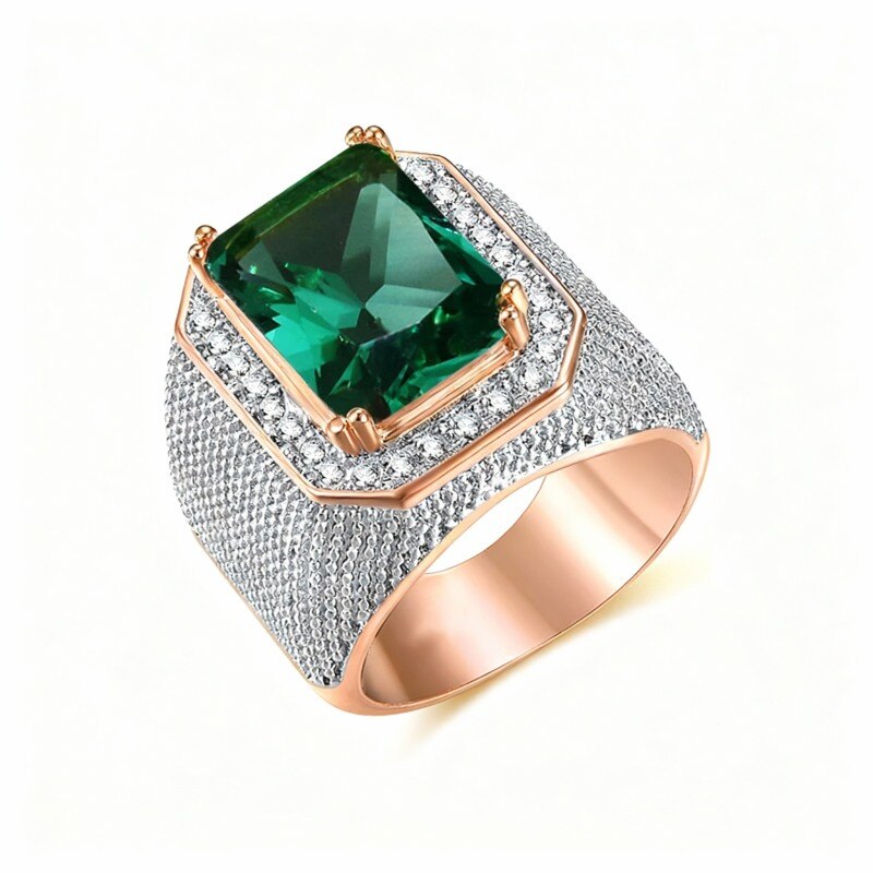 Anillo de boda para pulgar, esposo, padre y abuelo, en oro de 18K de 1 a 6 CT con esmeralda cultivada en laboratorio y moissanita, corte baguette-3