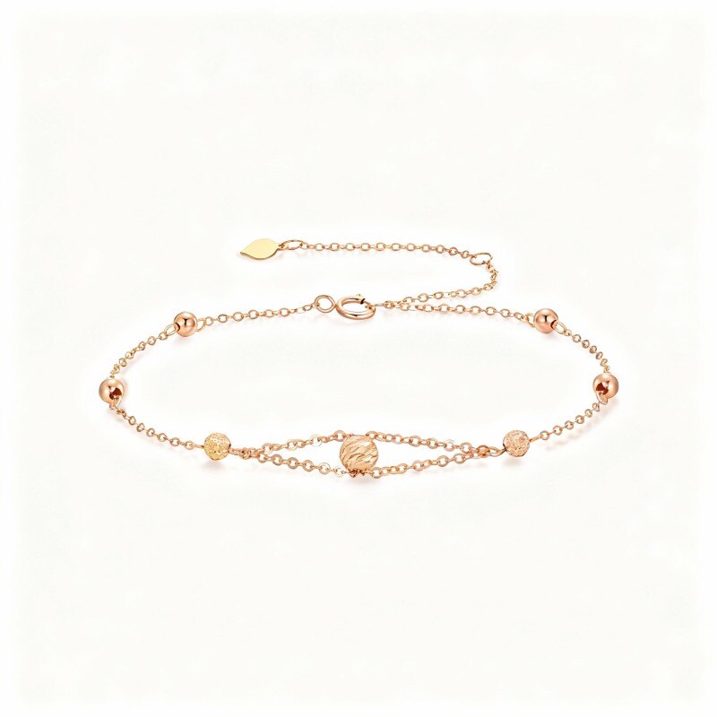 10K Rose Gold Ball & Bead Metal Beads Bracelet-1