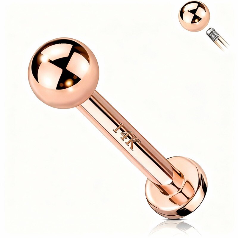 Piercing wargi w kształcie kuli z 18-karatowego różowego złota-1