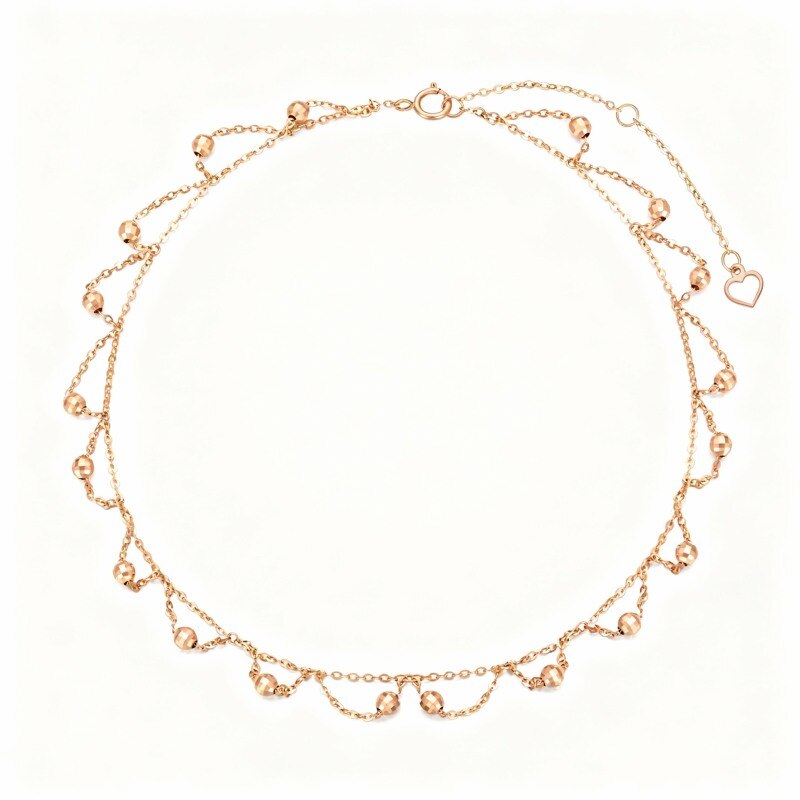 Bracelet de cheville à breloques multicouches en or rose 18 carats-1
