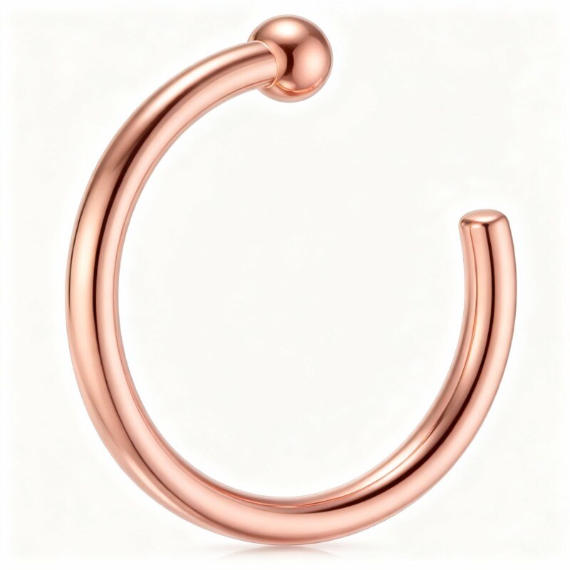 18K Rose Gold Ball Nose Ring-1