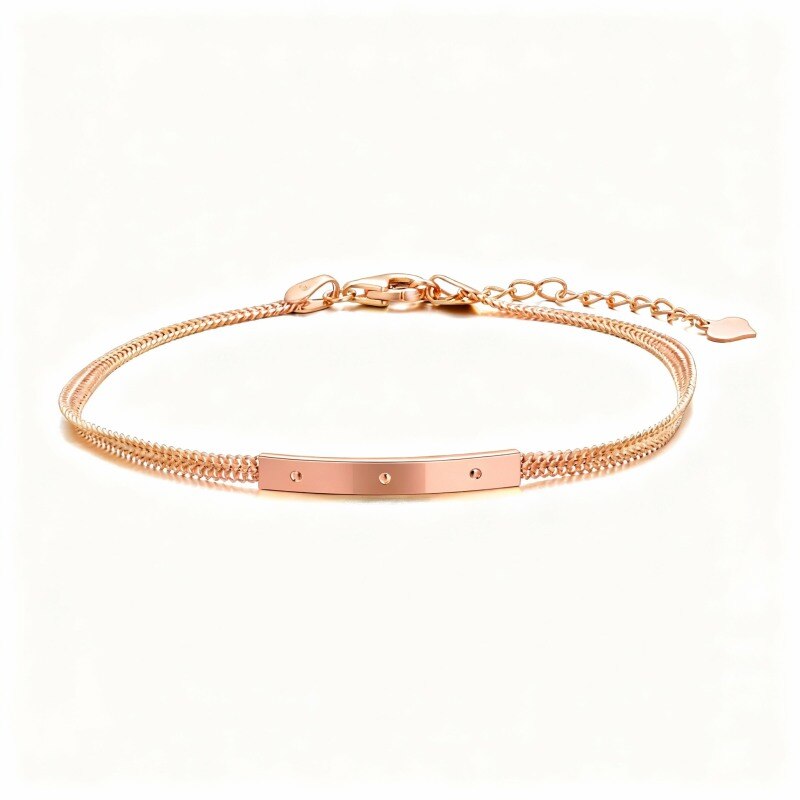 14K Rose Gold Bar Identification Bracelet-1