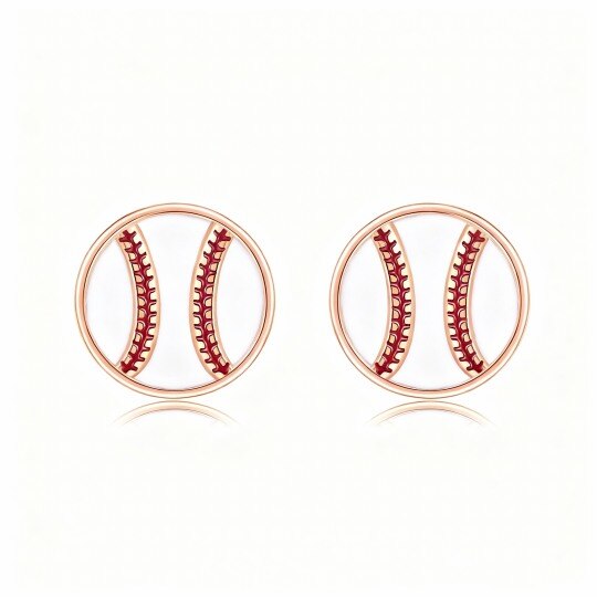 10K Rose Gold Baseball Stud Earrings