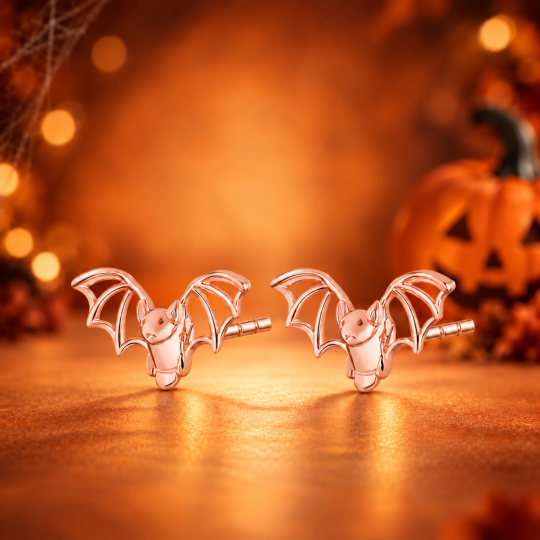 10K Rose Gold Bat Stud Earrings