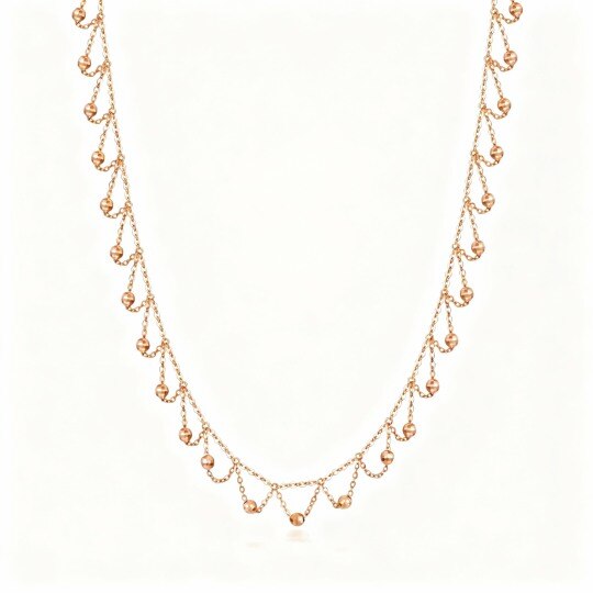 10K Rose Gold Bead Bead Station Necklace