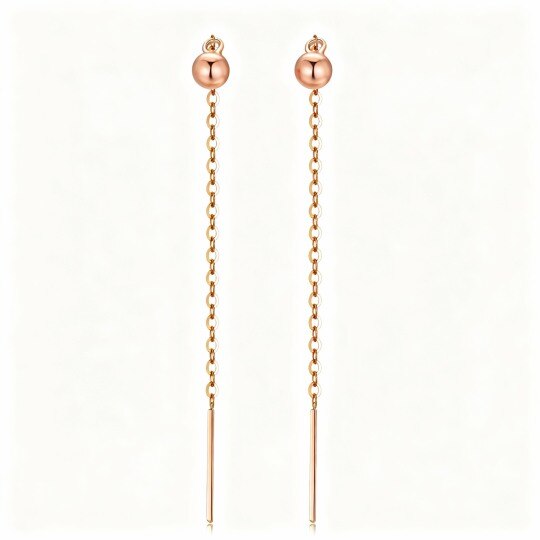 10K Rose Gold Bead Drop Earrings