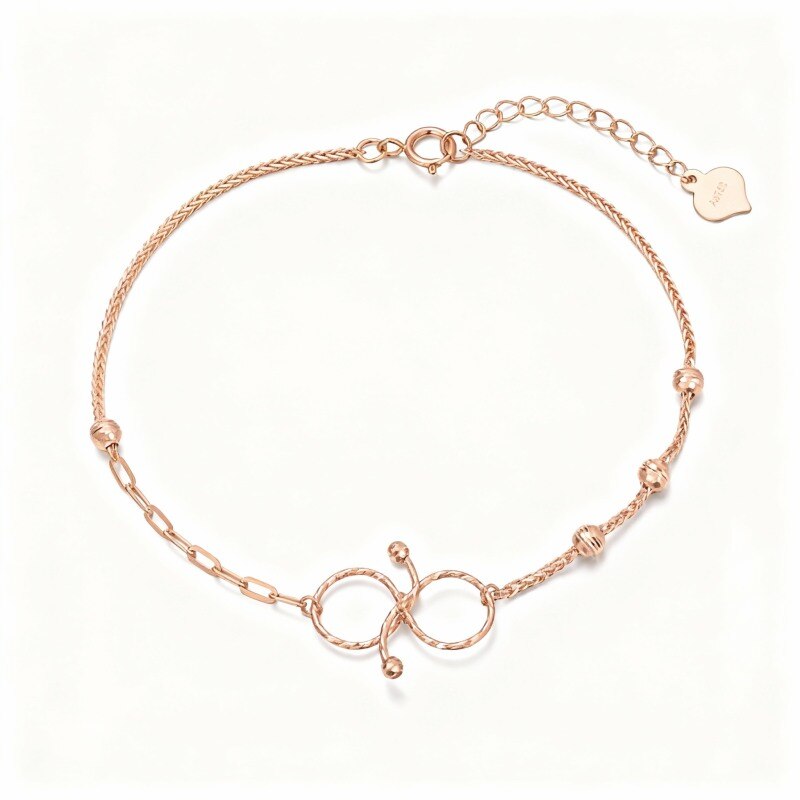 Pulsera con dije de cuentas y símbolo de infinito en oro rosa de 14 quilates-1