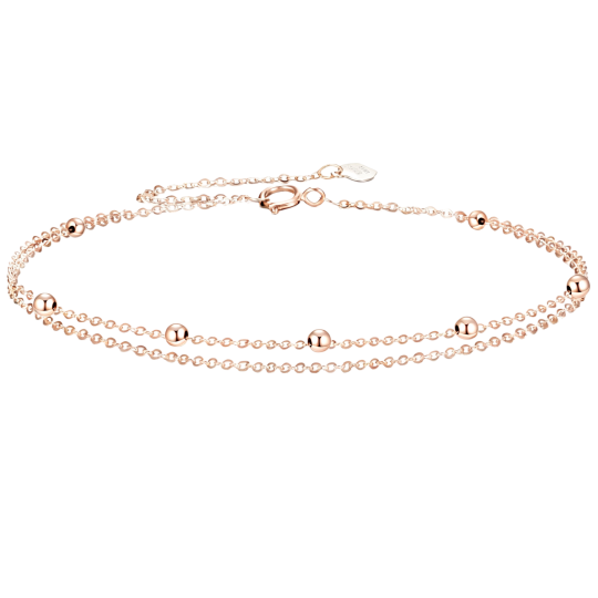 10K Rose Gold Bead Layerered Bracelet