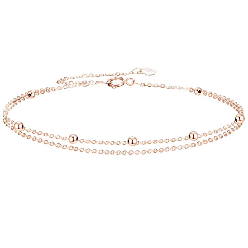 Lagenarmband aus 14-karätigem Roségold mit Perlen-1