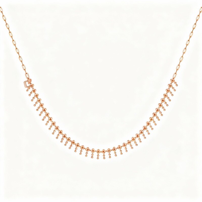 Naszyjnik choker z koralikami z różowego złota 18K-1