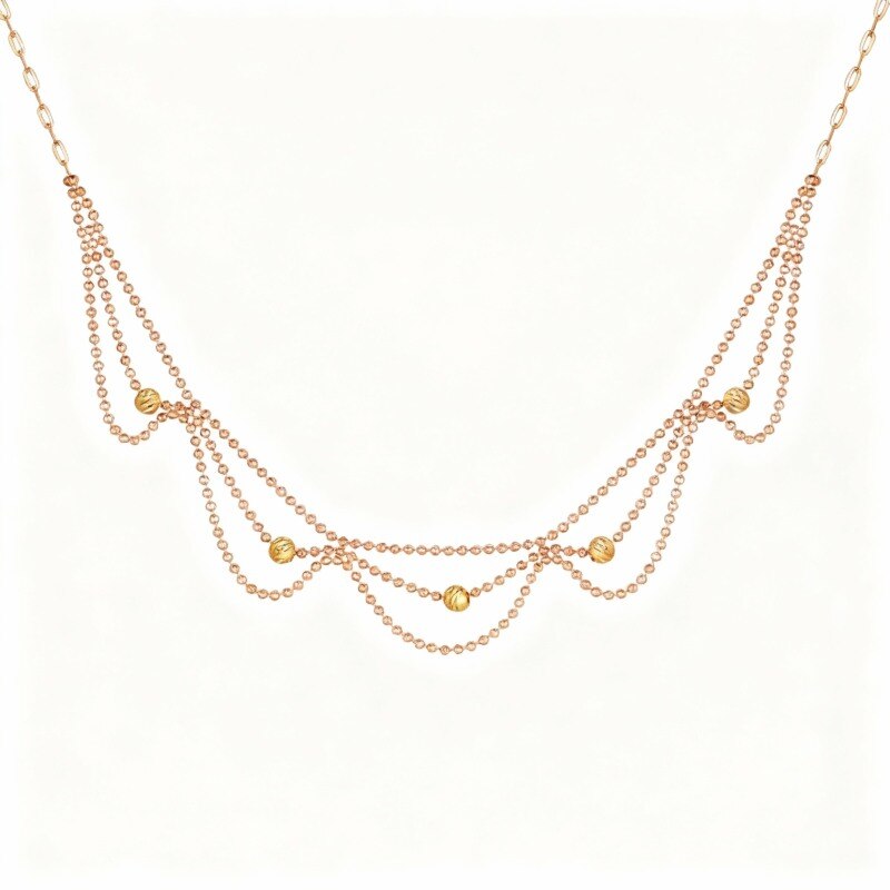 Naszyjnik choker z koralikami z różowego złota 18K-1