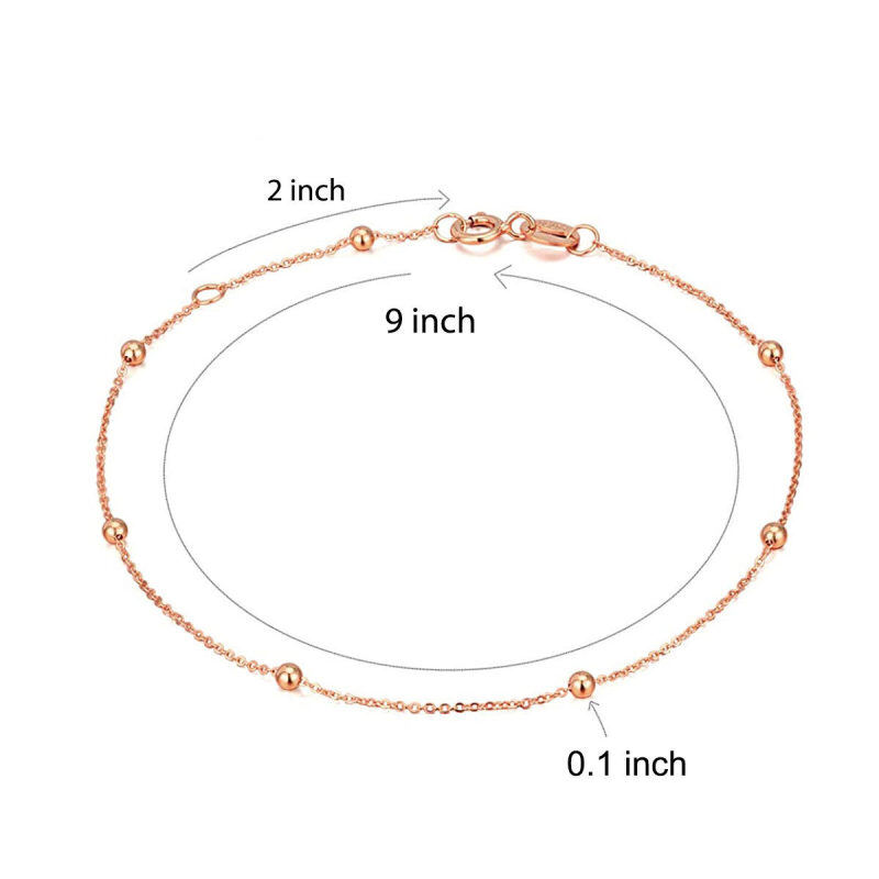 Pulsera de cadena con cuentas de oro rosa de 10 quilates-3