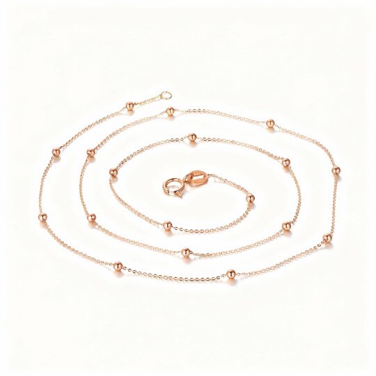 10K Rose Gold Bead Station Necklace