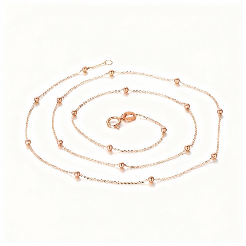 Collar con cuentas de oro rosa de 10 quilates-1