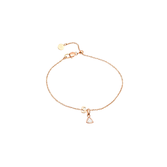 10K Rose Gold Birthstone Personalized Birthstone & Personalized Initial Letter Charm Bracelet