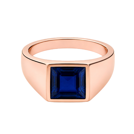Anillo de sello de oro rosa de 10 quilates con piedra natal para hombre.