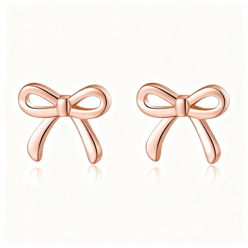 Pendientes de lazo de oro rosa de 10 quilates-1
