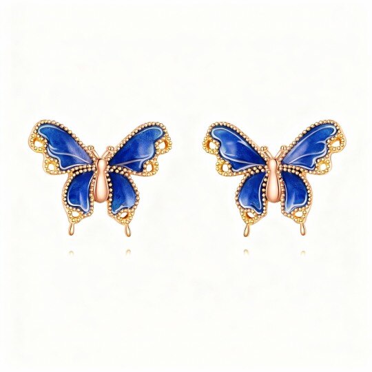 10K Rose Gold Butterfly Stud Earrings