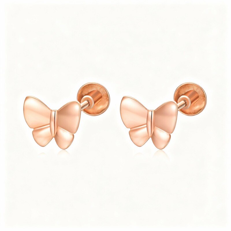 Pendientes de mariposa de oro rosa de 18 quilates-1