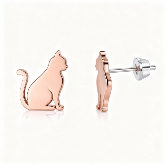 10K roségouden kattenoorbellen