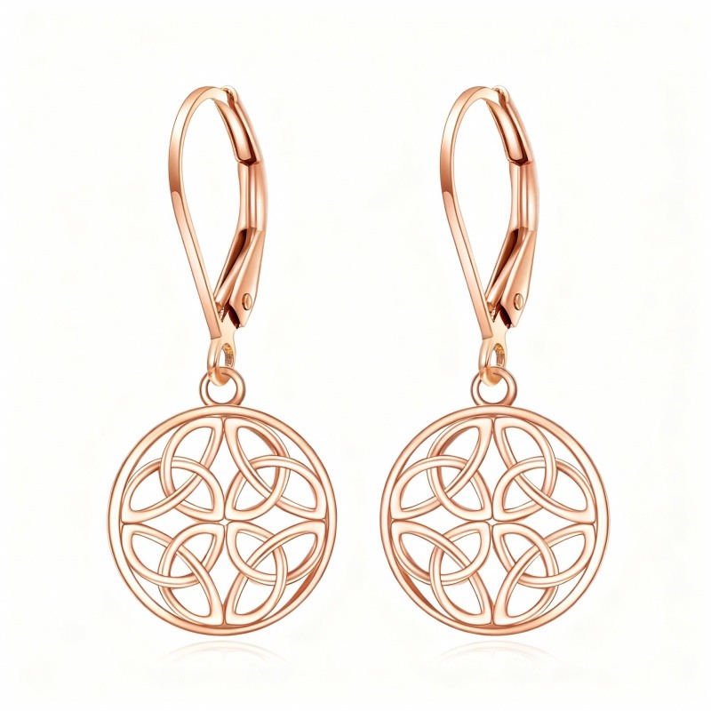 Pendientes colgantes de nudo celta en oro rosa de 14 quilates-1