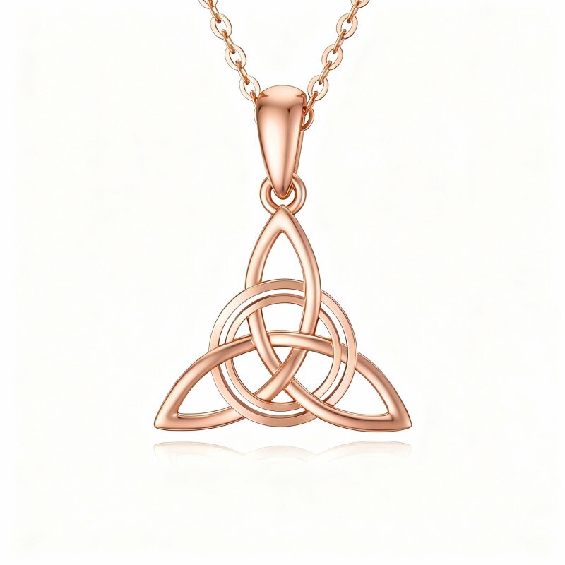 Collar con colgante de nudo celta en oro rosa de 14 quilates-1