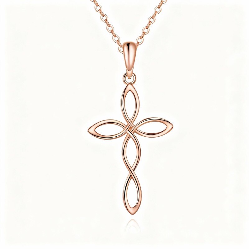 Collar con colgante de nudo celta en oro rosa de 18 quilates-1