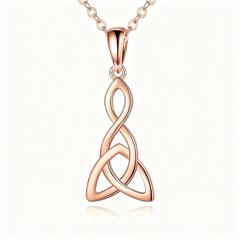 Collar con colgante de nudo celta en oro rosa de 10 quilates-1