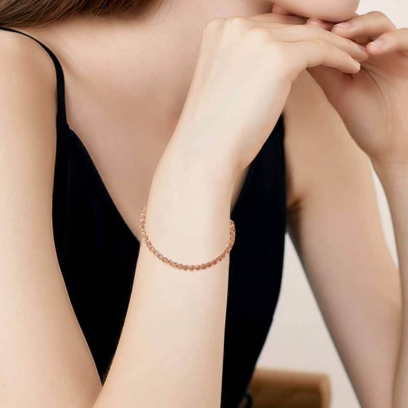 Pulsera de cadena de oro rosa de 18 quilates-2