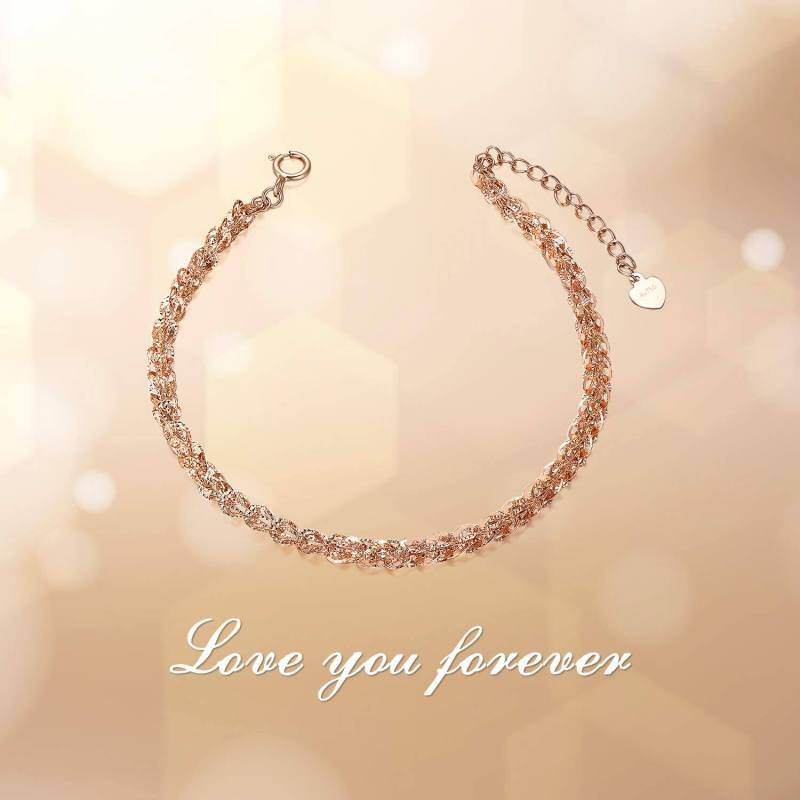 Pulsera de cadena de oro rosa de 18 quilates-3