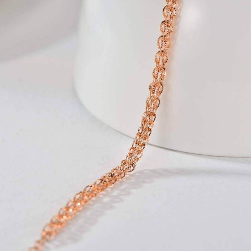Pulsera de cadena de oro rosa de 18 quilates-4