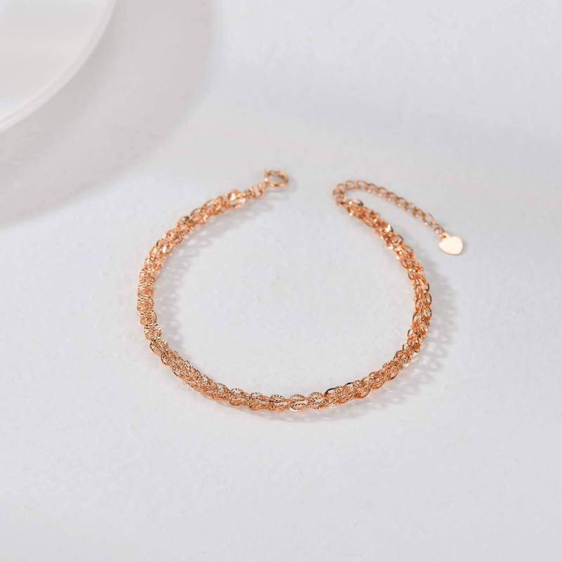 Pulsera de cadena de oro rosa de 18 quilates-5