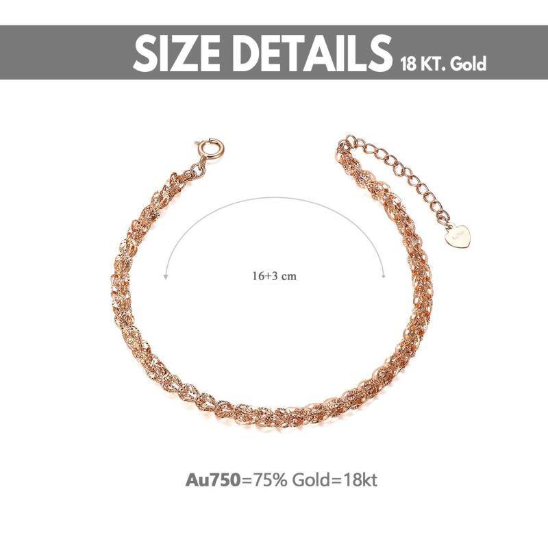 Pulsera de cadena de oro rosa de 18 quilates-6