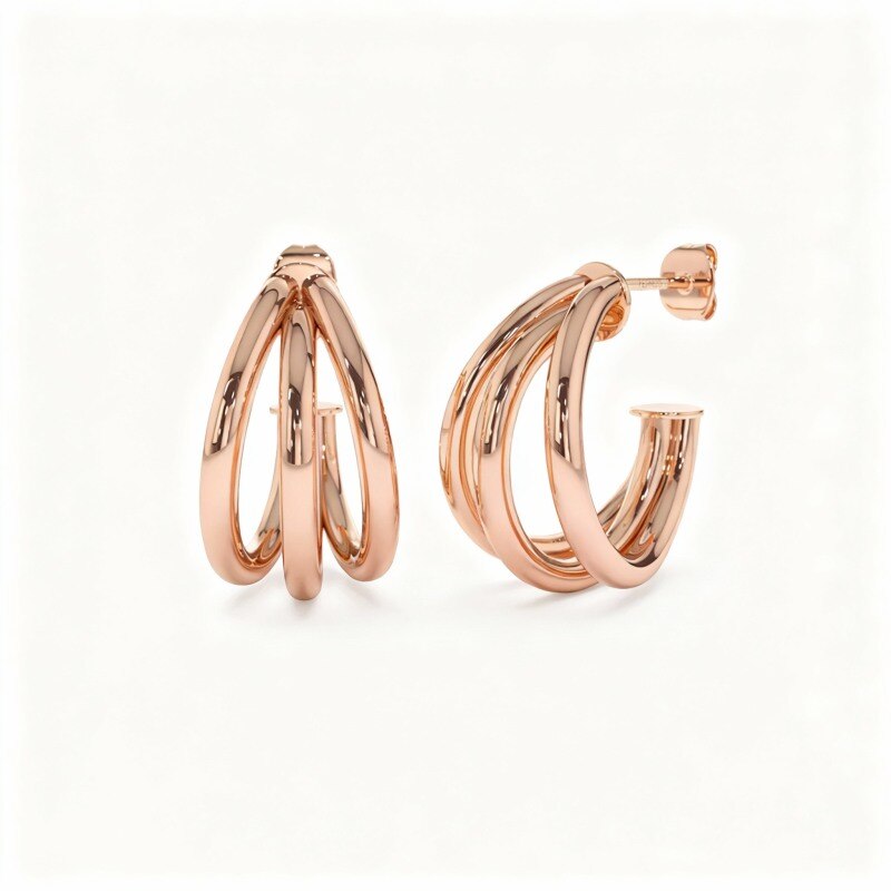 10K Rose Gold Circle Hoop Earrings-1