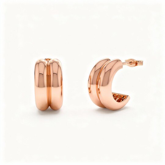 Pendientes de aro circulares de oro rosa de 10 quilates