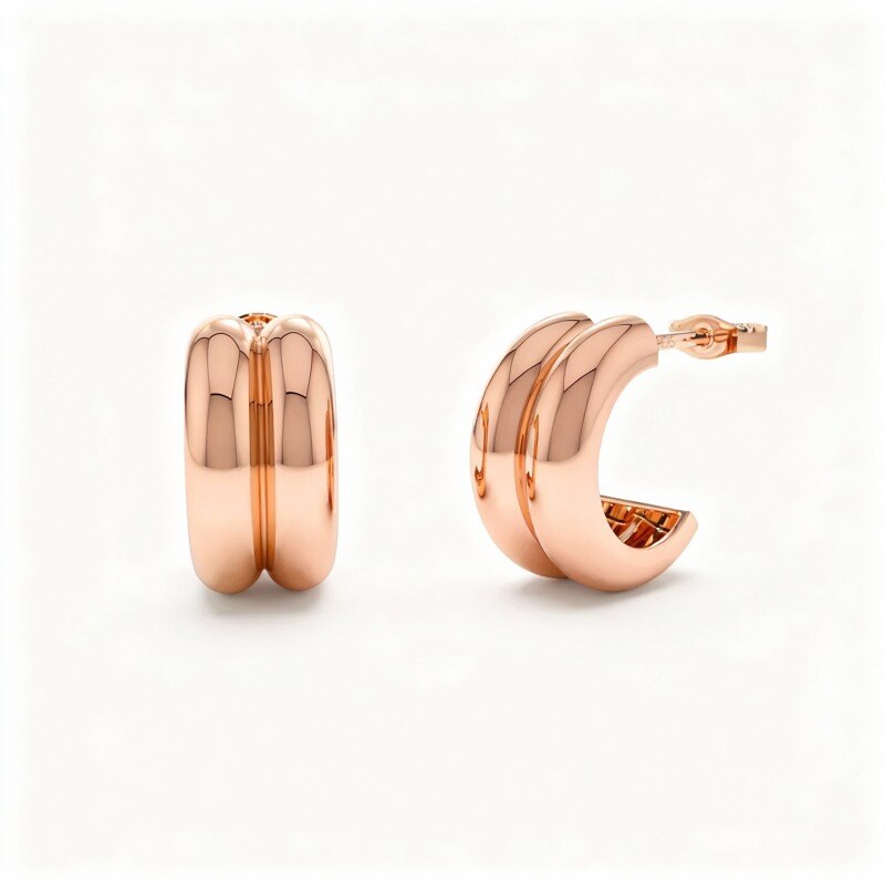 Pendientes de aro circulares de oro rosa de 14 quilates-1