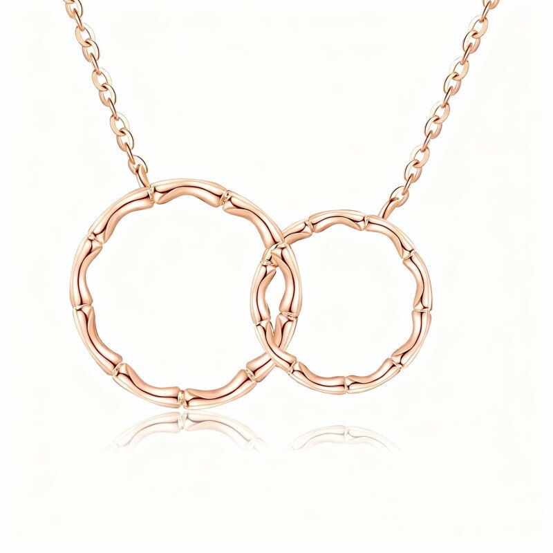 Collier pendentif rond en or rose 18 carats-1