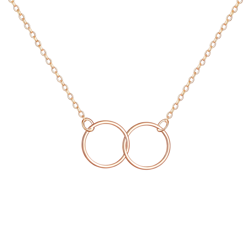 Collar con colgante circular de oro rosa de 14 quilates-1