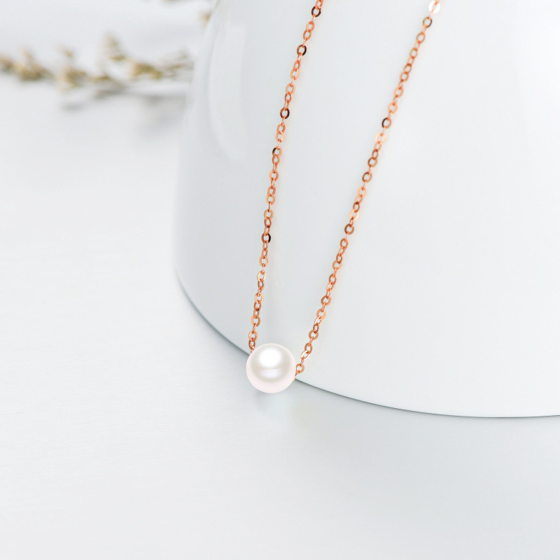 Collar Colgante Perla Circular Oro Rosa 10K-4