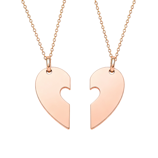 Collier pendentif en or rose 10 carats représentant un couple, des parents et des enfants, avec un cœur