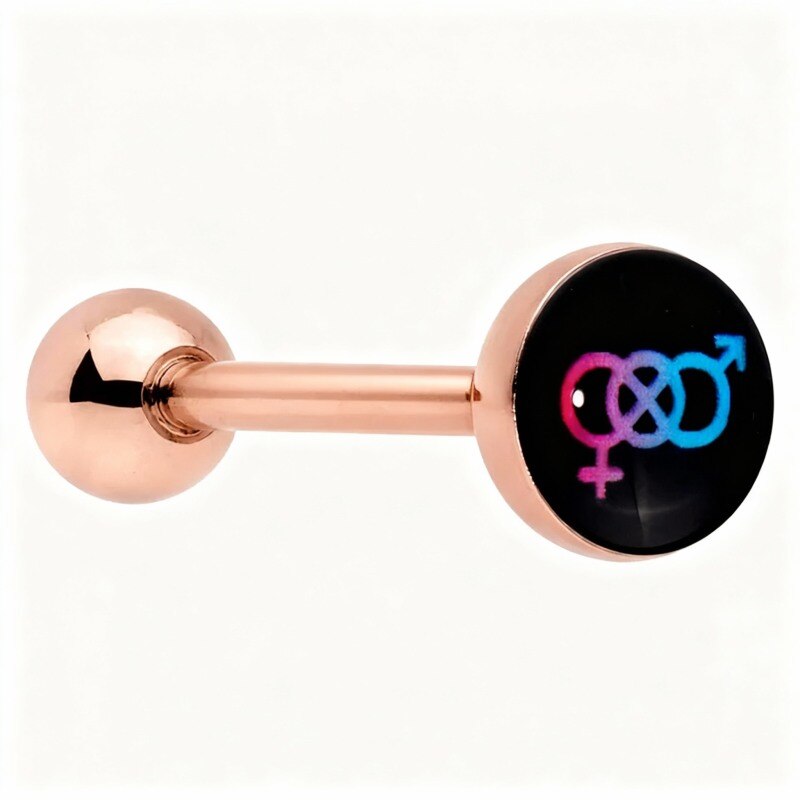 Joyería de lengua para parejas en oro rosa de 10 quilates-1