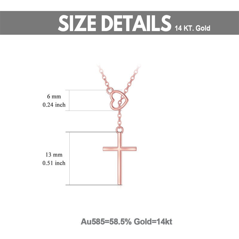 14K Rose Gold Cross Adjustable Y Necklace-5