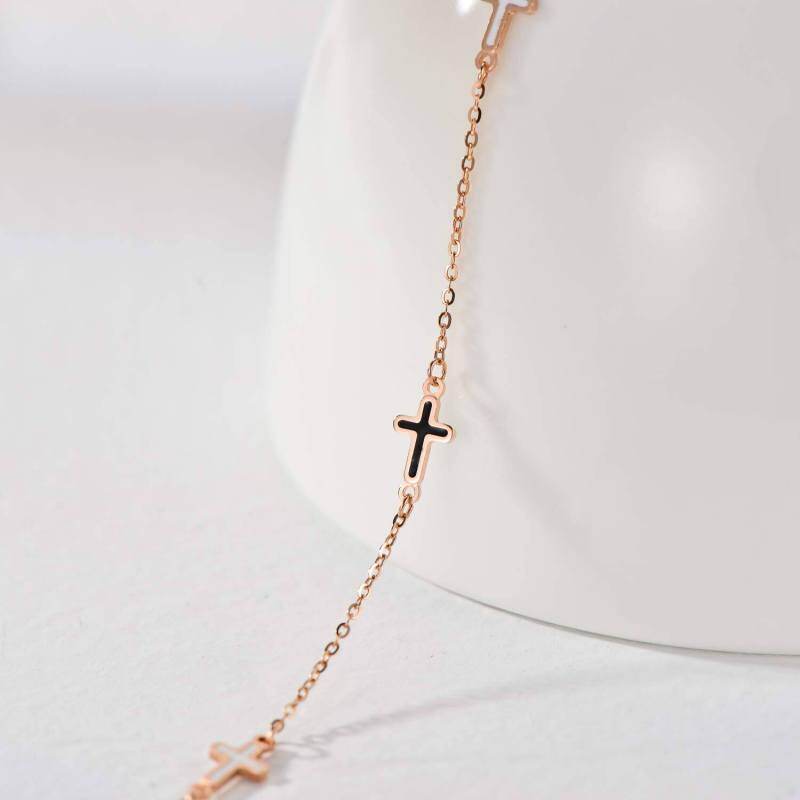 Pulsera Colgante Cruz de Oro Rosa 18K-3