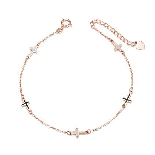 Pulsera Colgante Cruz de Oro Rosa 10K