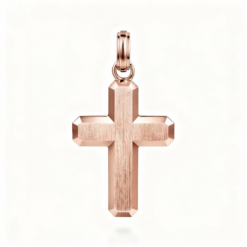 Colgantes de cruz de oro rosa de 10 quilates para hombre-1