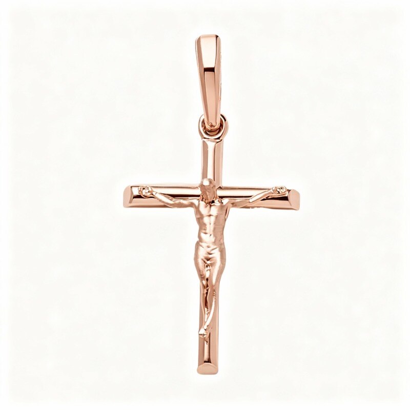 Kreuzanhänger aus 14-karätigem Roségold für Herren-1