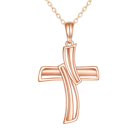 Kruisvormige hangerketting van 10 karaats roségoud