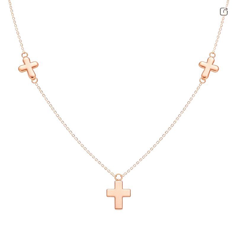 Halskette mit Kreuzanhänger aus 14-karätigem Roségold-1