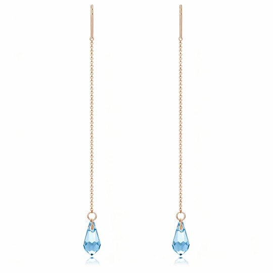 Pendientes colgantes de cristal en oro rosa de 10 quilates