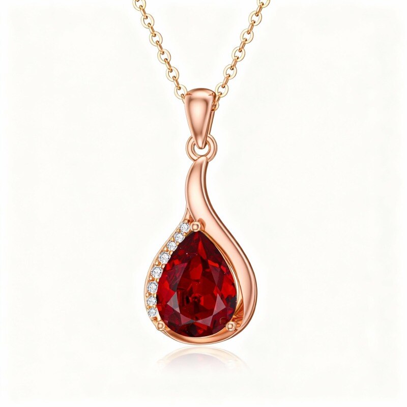 Collier pendentif en or rose 18 carats avec cristal et diamant de laboratoire en forme de goutte-1